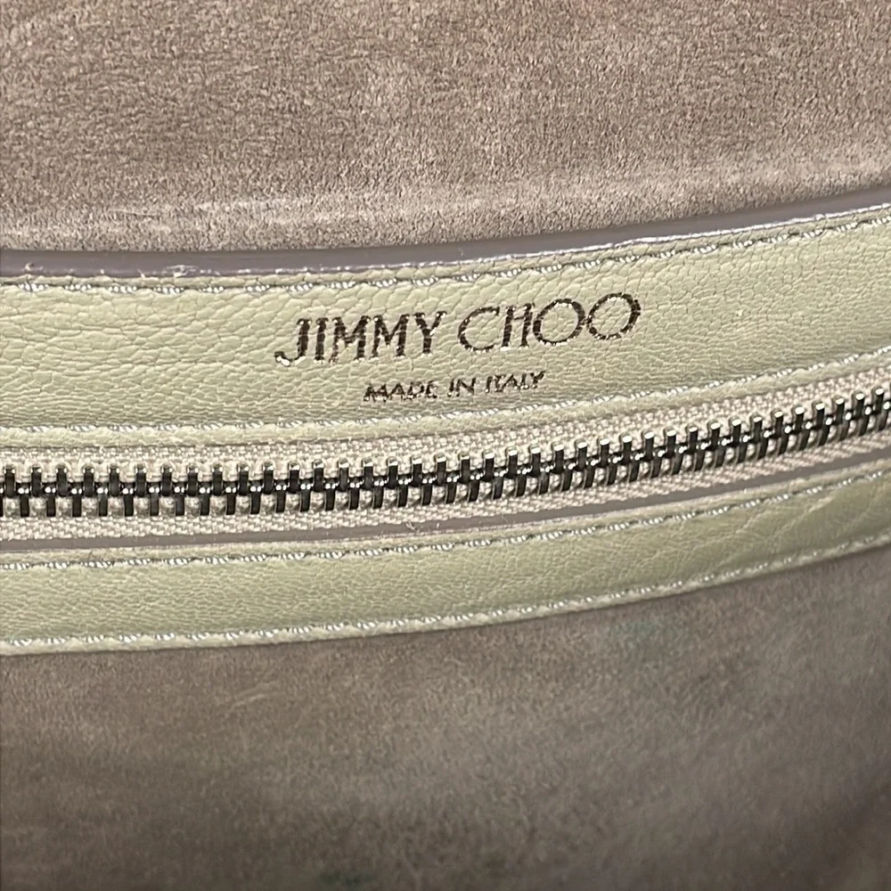 Jimmy Choo Lockett Large Shoulder Bag Hand Bag Satchel Cream Pebbled Leather